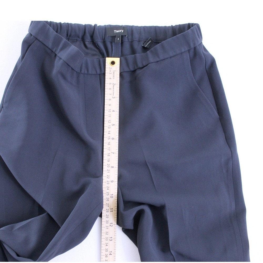 Theory Treeca Pull-On Pants Admiral Crepe Navy Blue Size 4 - Picture 10 of 14